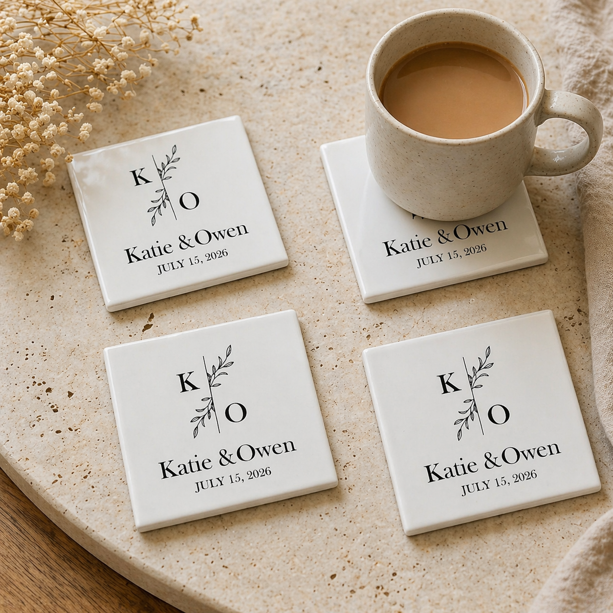 Personalised Wedding Coaster Set (Set of 4)