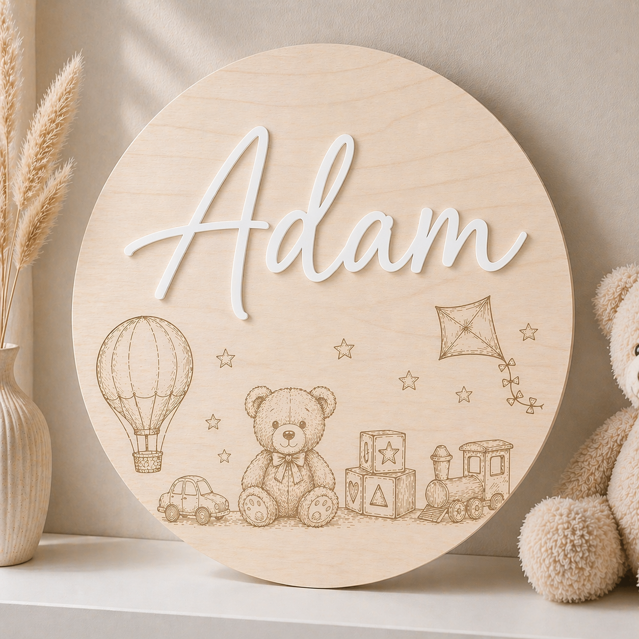 Personalised Wooden Name Sign for Boys | Custom Nursery & Bedroom Decor