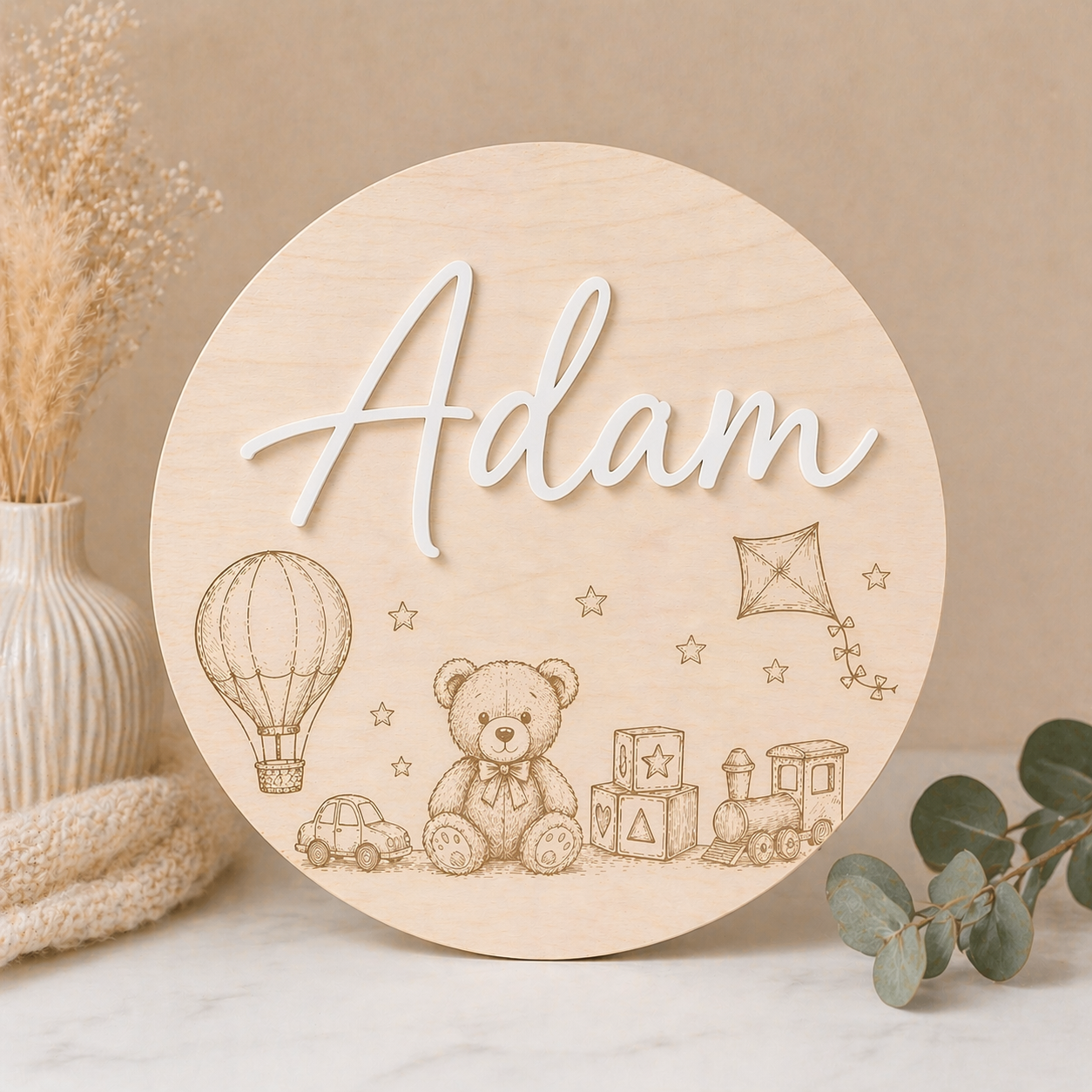 Personalised Wooden Name Sign for Boys | Custom Nursery & Bedroom Decor