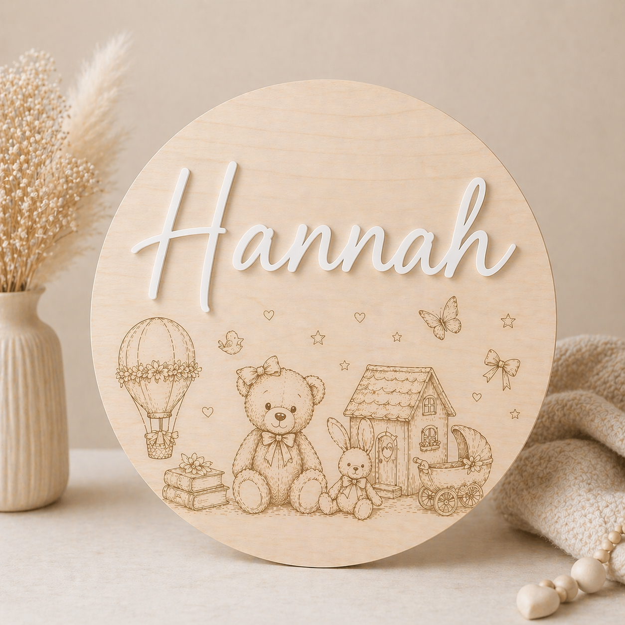 Personalised Wooden Name Sign for Girls | Custom Nursery & Bedroom Decor