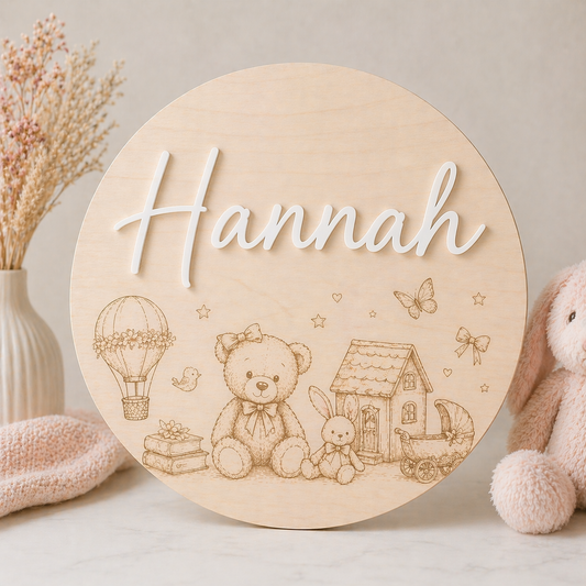 Personalised Wooden Name Sign for Girls | Custom Nursery & Bedroom Decor