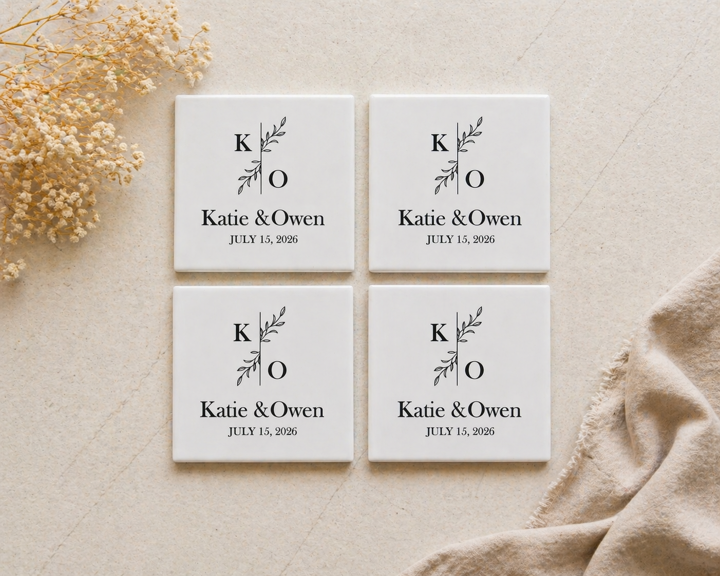 Personalised Wedding Coaster Set (Set of 4)