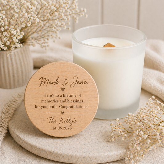 Personalised Wedding Candle Gift/ Engraved Wooden Lid Keepsake (Copy)