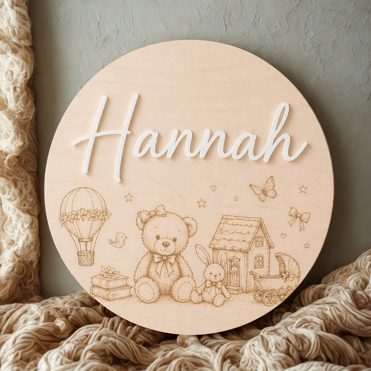Personalised Wooden Name Sign for Girls | Custom Nursery & Bedroom Decor