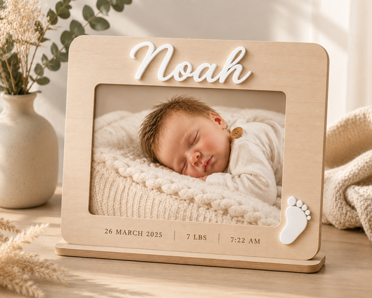 Personalised New Baby Photo Frame | Custom Name & Birth Details