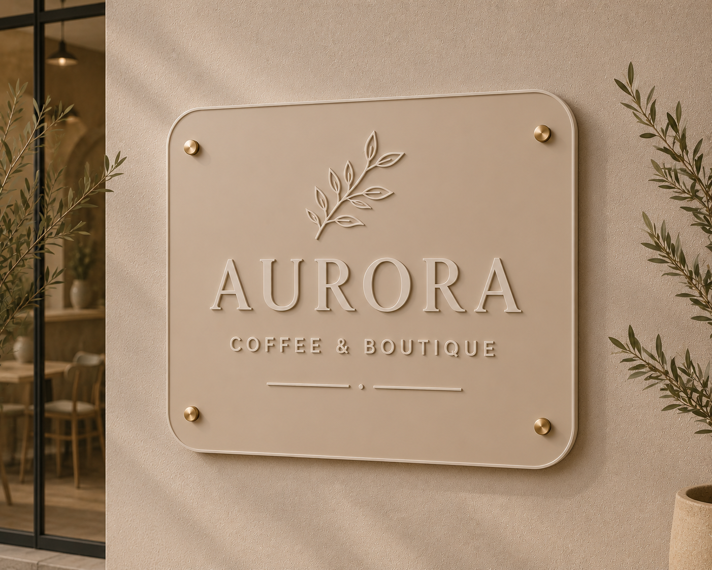 Custom Neutral Acrylic Sign | Premium Café, Pilates & Boutique Signage