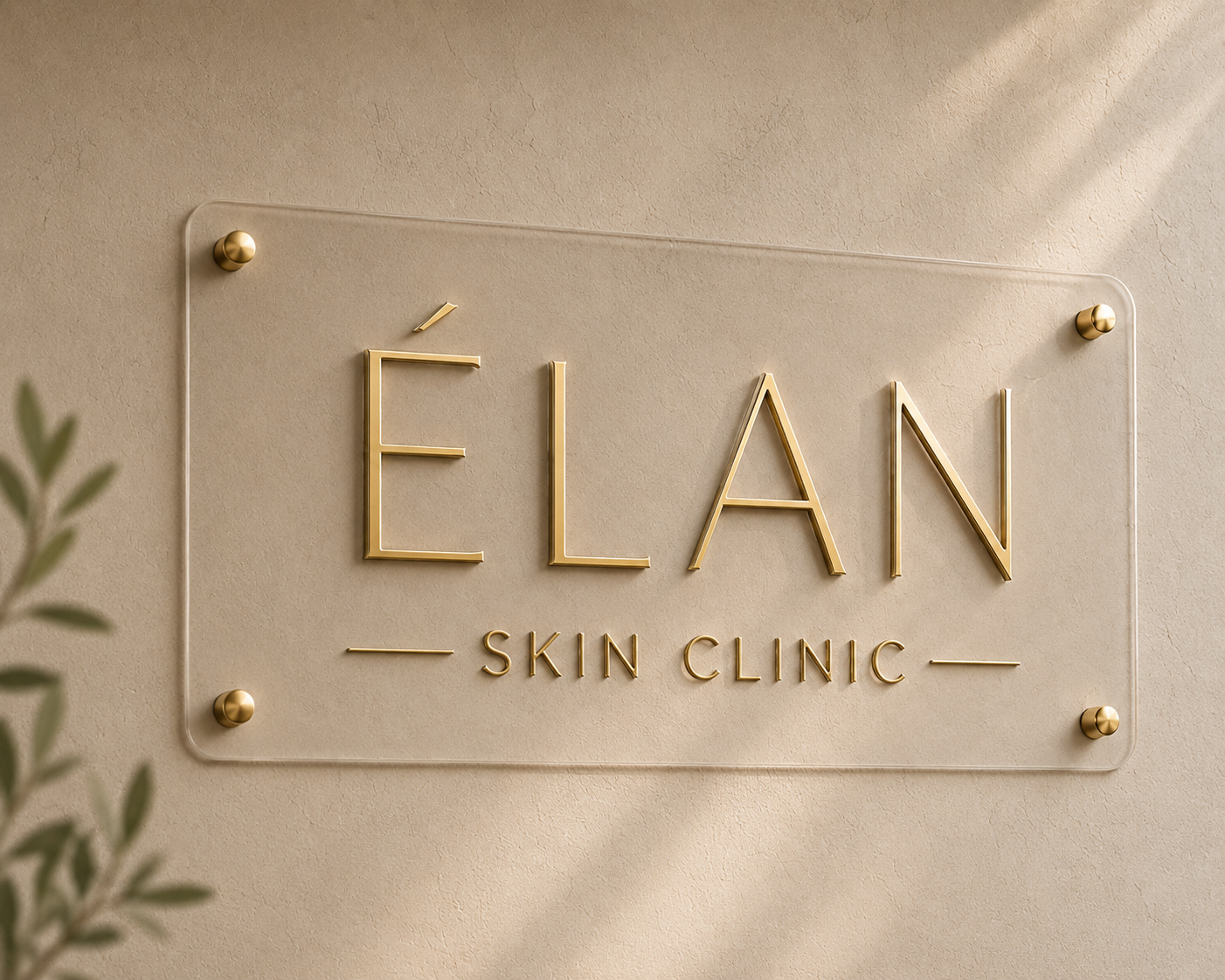 Luxury Acrylic Business Sign | 3D Gold Mirror Salon & Clinic Sign | Custom Aesthetics & Wellness Signage