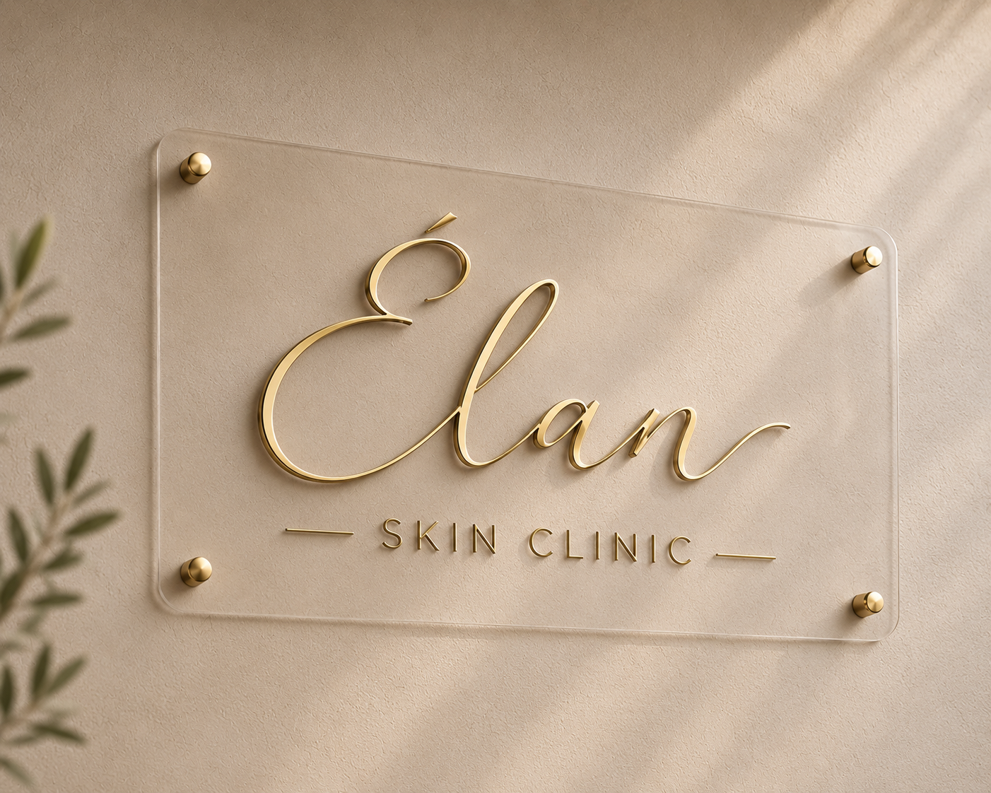 Luxury Acrylic Business Sign | 3D Gold Mirror Salon & Clinic Sign | Custom Aesthetics & Wellness Signage