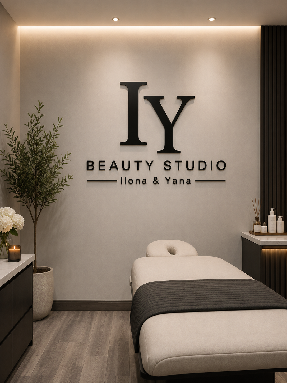 Gloss black 3D acrylic business logo wall sign for a beauty salon