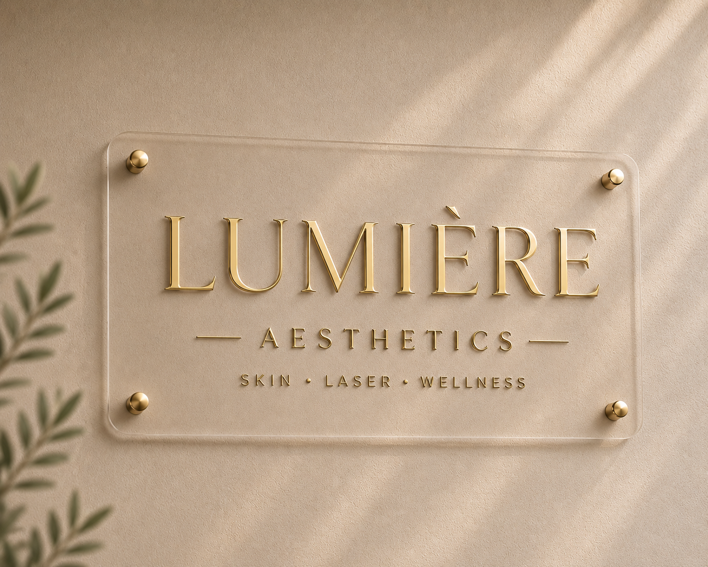 Luxury Acrylic Business Sign | 3D Gold Mirror Salon & Clinic Sign | Custom Aesthetics & Wellness Signage