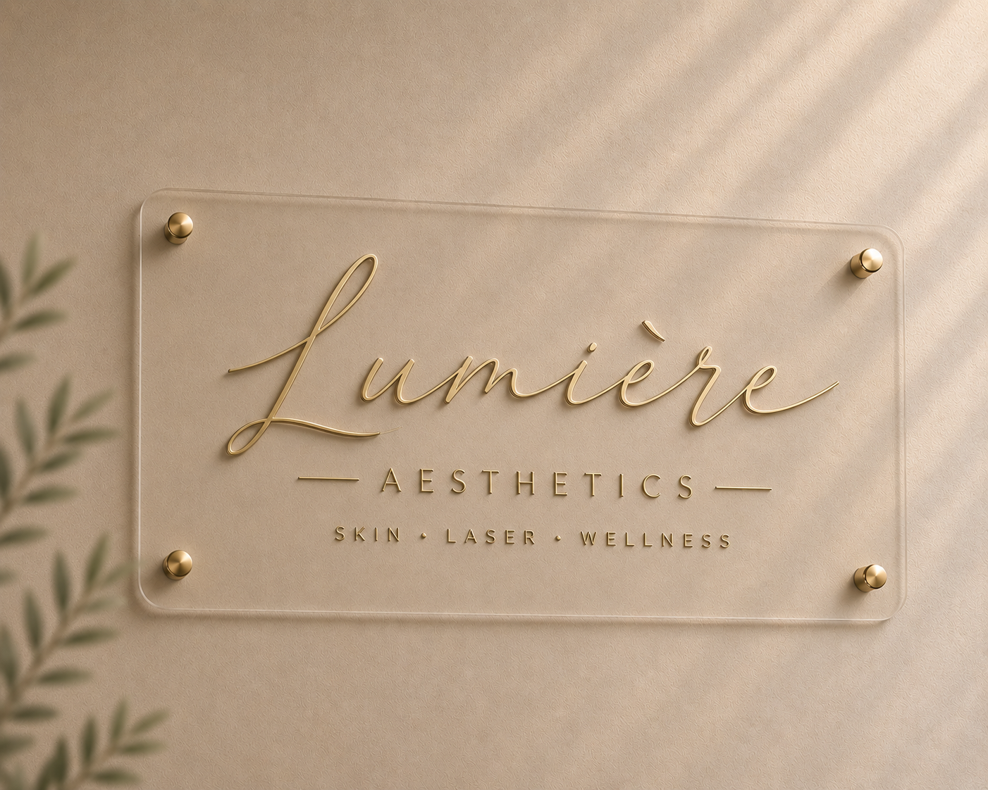 Luxury Acrylic Business Sign | 3D Gold Mirror Salon & Clinic Sign | Custom Aesthetics & Wellness Signage